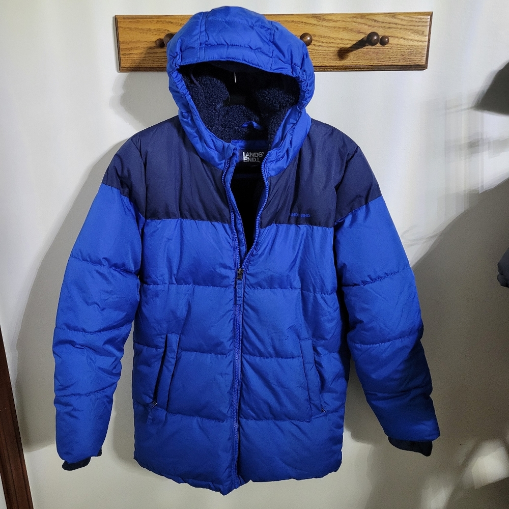 Lands’ End Youth Fleece Lined Coat Puffer Parka, Royal Cobalt, L (14/16)